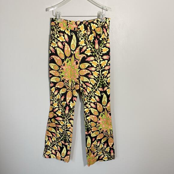 Zara Pants - ZARA Bold Print Floral Flare Pants Retro 70s Style Hippie Boho Fun Print M NEW